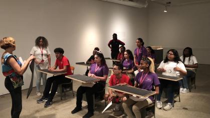 Students museum desks